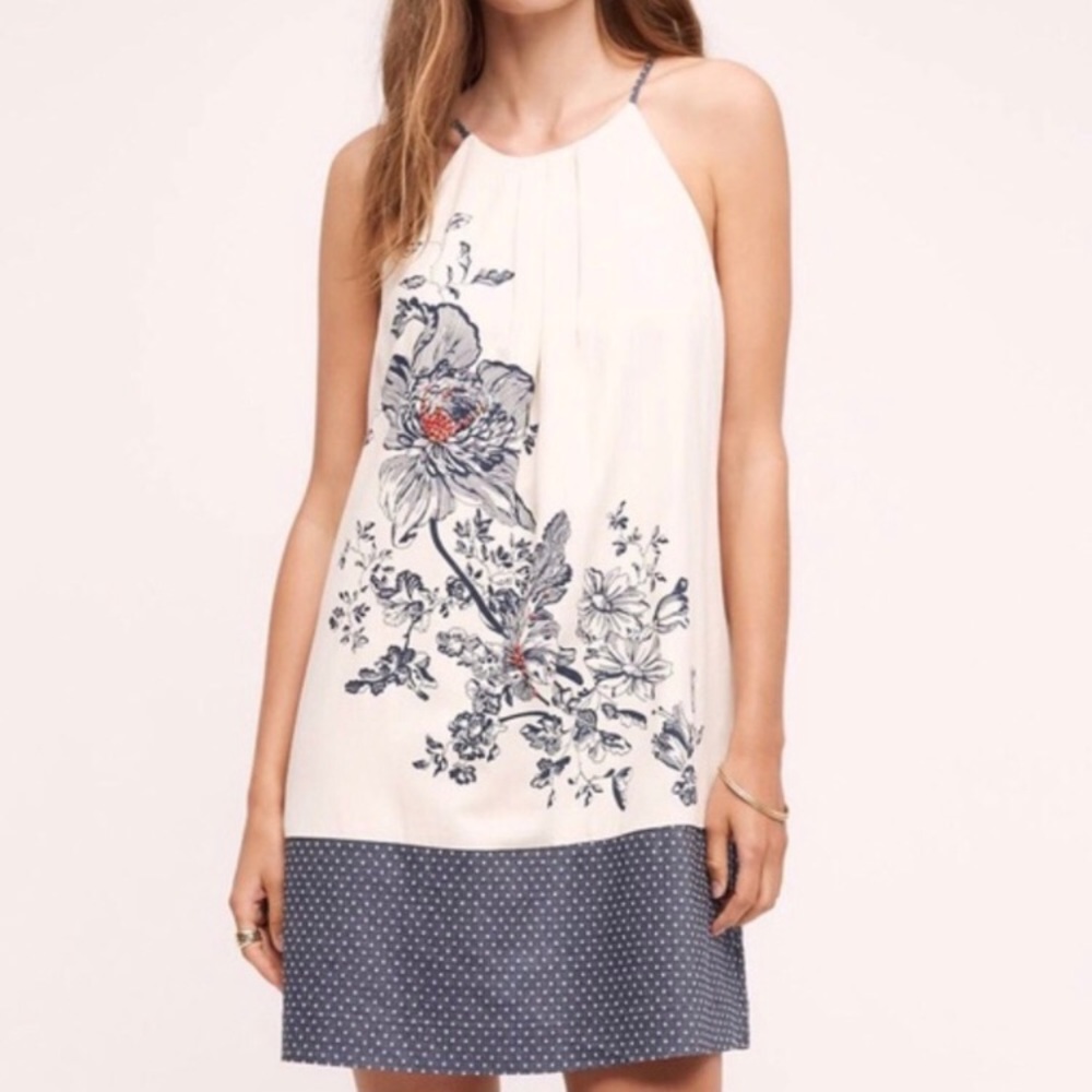 Anthropologie Floreat Sava silk halter dress